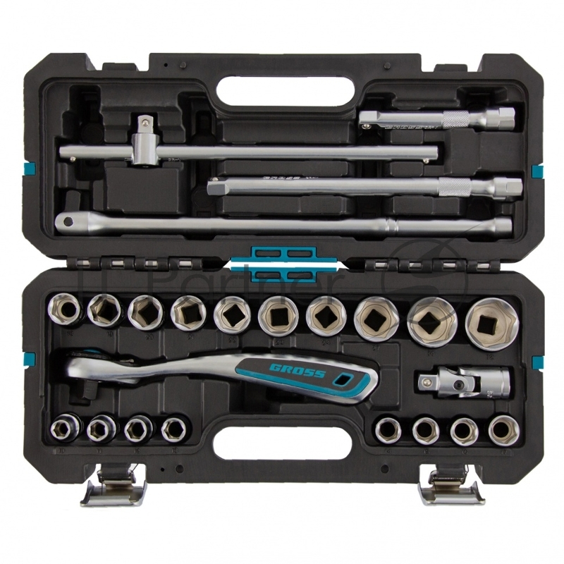 Набор инструментов, 1/2, CrV, 120 зубьев, 24 предмета// Gross