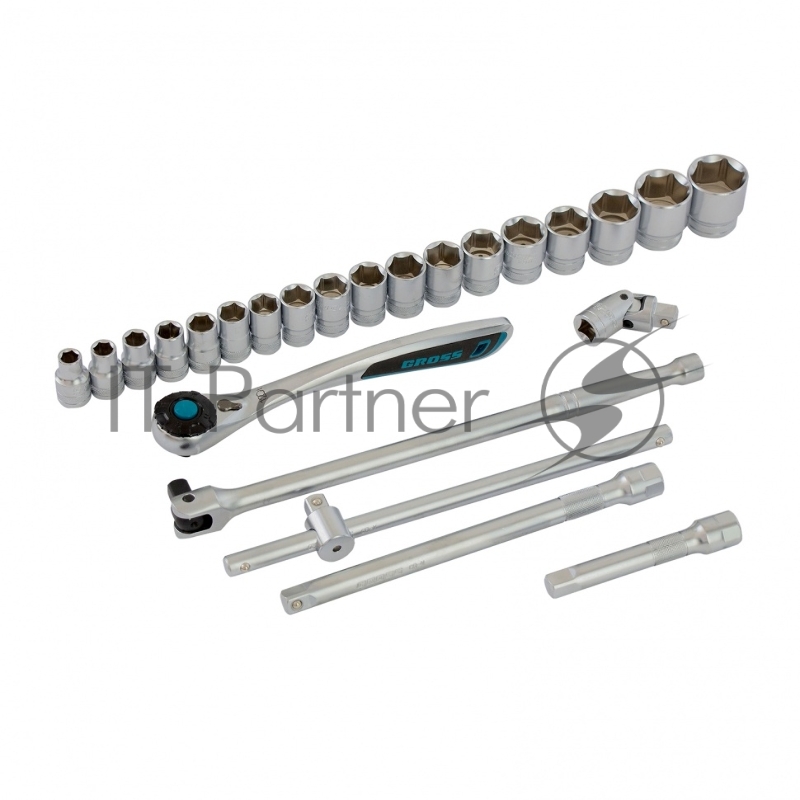 Набор инструментов, 1/2, CrV, 120 зубьев, 24 предмета// Gross