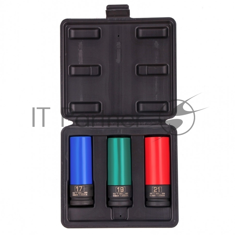 Набор головок ударных 6-гранных удлиненных для колесных дисков (17,19,21 мм) 1/2 3 шт// Stels