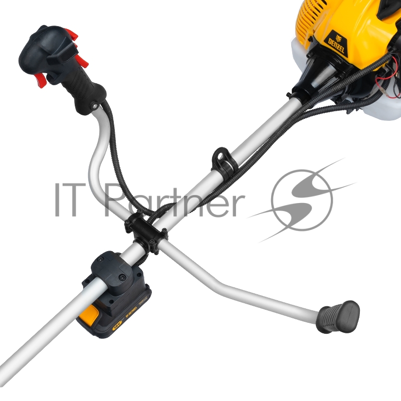 Триммер бензиновый DT-52E, 52 см3, неразъемная штанга, электростартер, состоит из 2 частей// Denzel