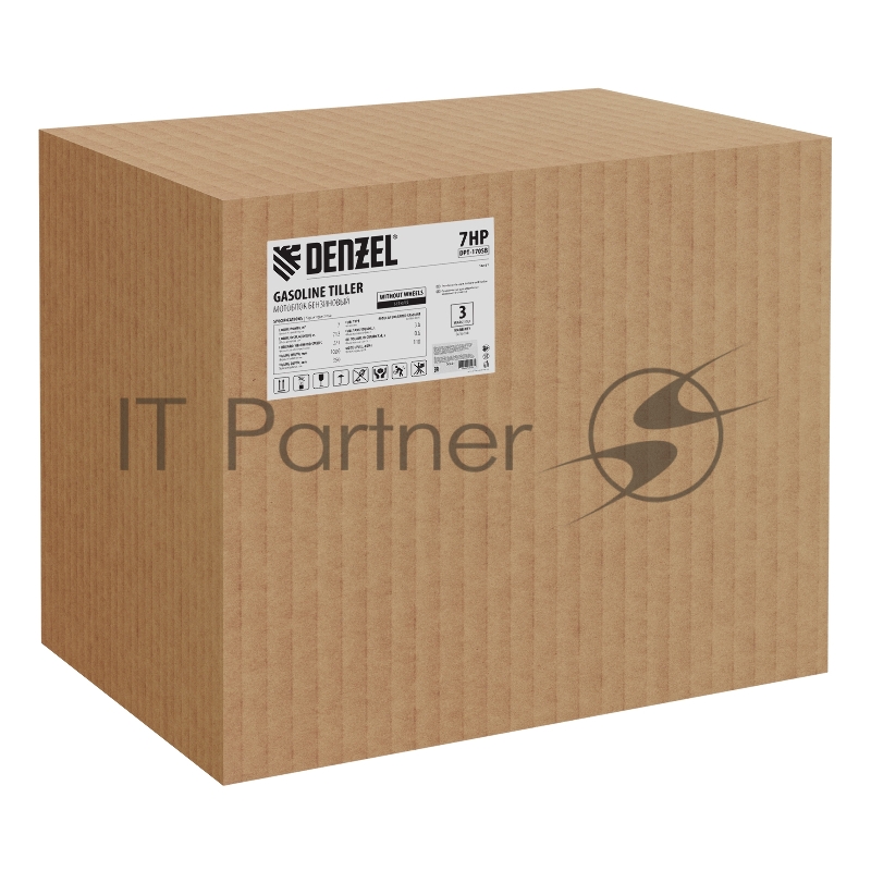 Мотоблок DPT-170SB, 7 л.с., ремен.сцеп, фрез 3х4, ШОМ, без колес, передачи 2В/1Н// Denzel