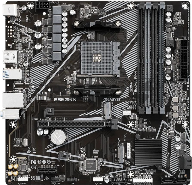 Материнская плата Gigabyte B550M K (V1.1) AMD B550 SAM4 MATX