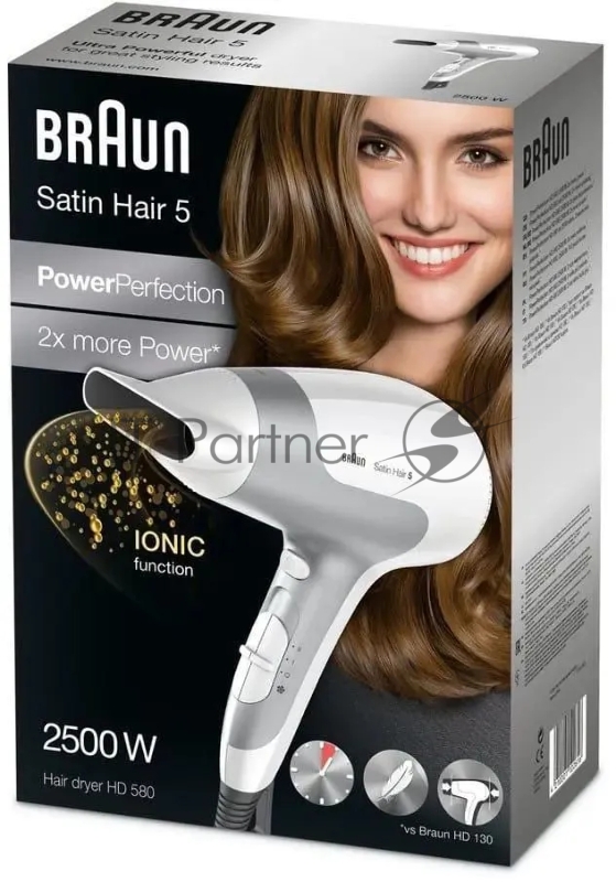 Фен Braun BRHD580E 2500Вт белый/серебристый