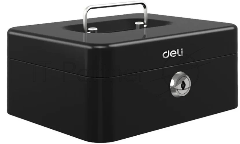 Ящик для денег Deli ET500 90x200x160 черный металл 1.2кг