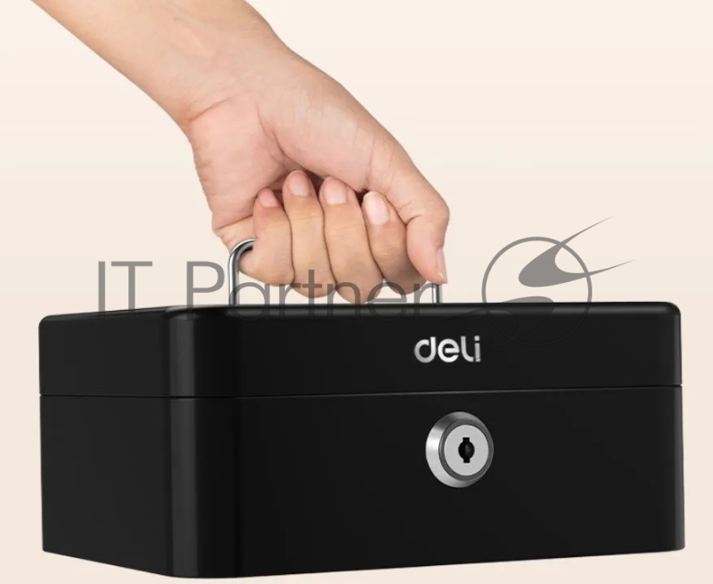 Ящик для денег Deli ET500 90x200x160 черный металл 1.2кг