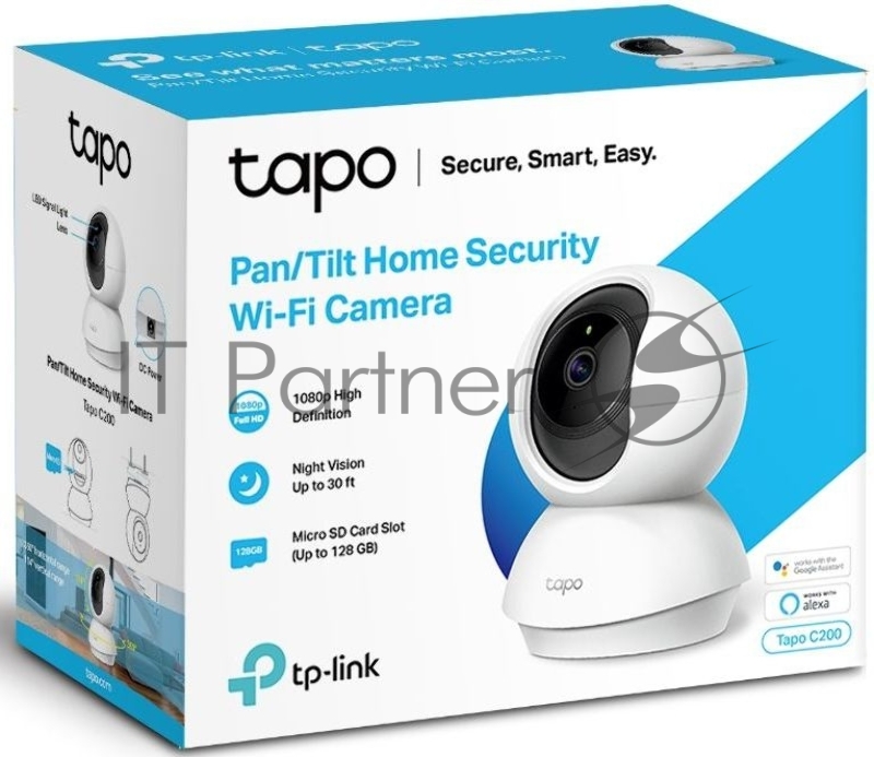 Камера 1080P indoor IP camera, 360° horizontal and 114° vertical range, Night Vision, Motion Detection, 2-way Audio, support 128G MicroSD card