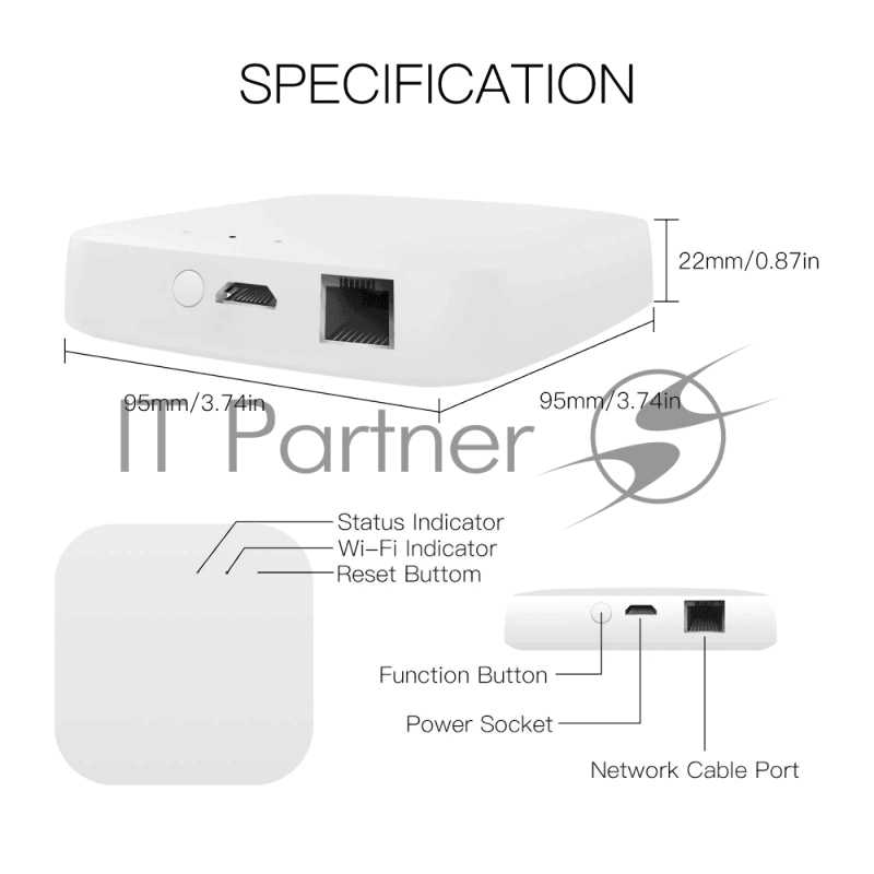 Шлюз Bluetooth MOES Multi-mode Gateway MHUB, LAN & Wi-Fi 2.4GHz, Wi-Fi 2.4GHz & ZigBee & BLE & Mesh, USB, белый