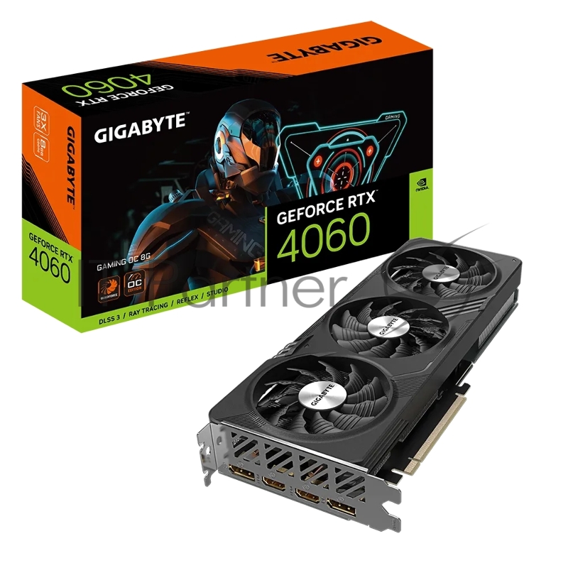 Видеокарта Gigabyte PCI-E 4.0 GV-N4060GAMING-8GD NVIDIA GeForce RTX 4060 8Gb 128bit GDDR6 2550/17000 HDMIx2 DPx2 HDCP Ret