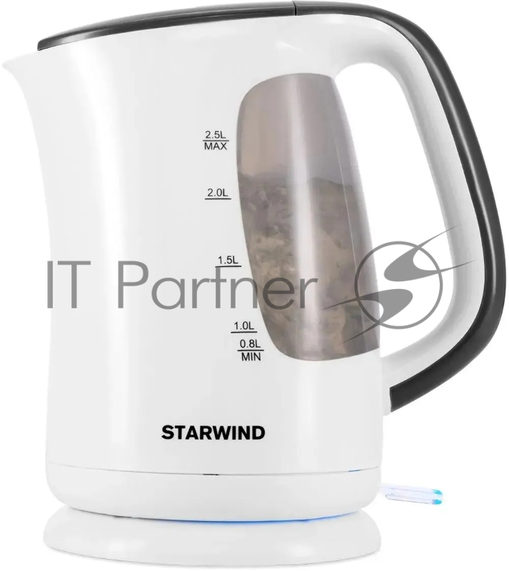 Чайник электрический Starwind SKG3025 2.5л. 2200Вт белый/серый (корпус: пластик)