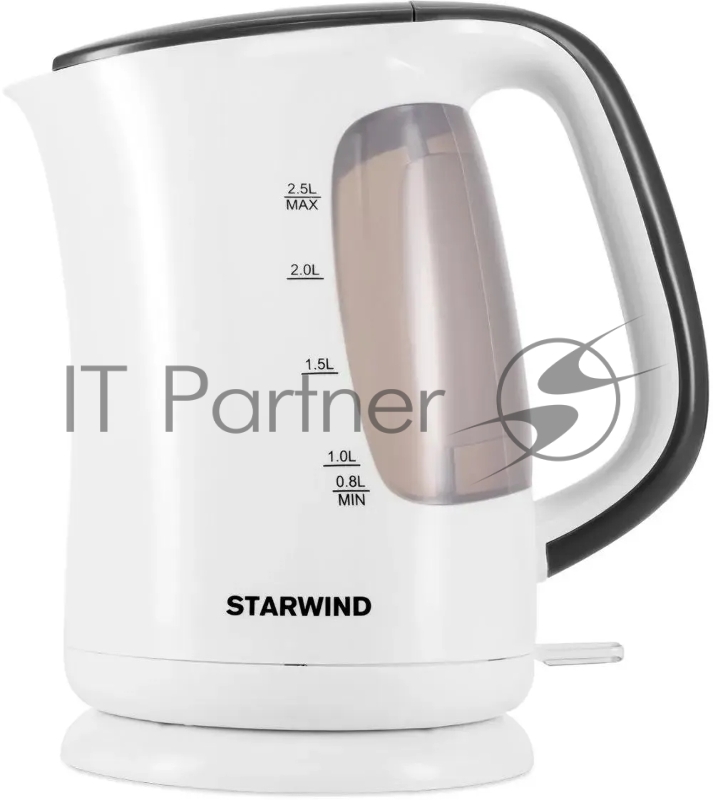 Чайник электрический Starwind SKG3025 2.5л. 2200Вт белый/серый (корпус: пластик)