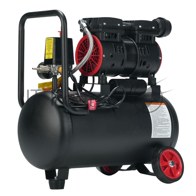 Компрессор поршневой P.I.T. PAC24-C1 безмасляный 110л/мин 24л 600Вт черный/красный