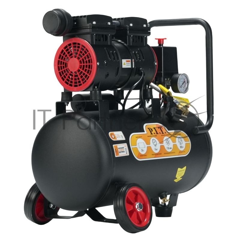 Компрессор поршневой P.I.T. PAC24-C1 безмасляный 110л/мин 24л 600Вт черный/красный