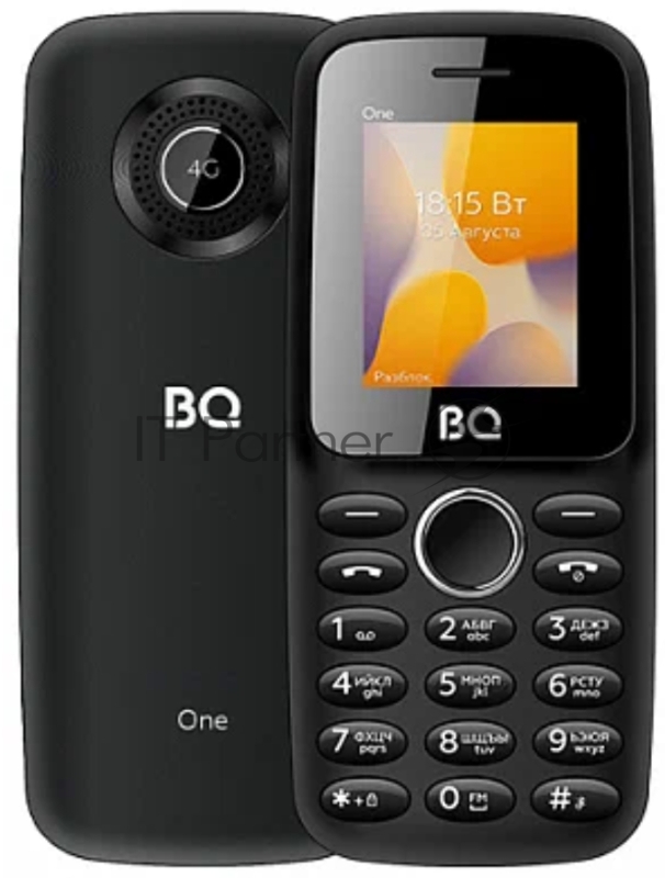 Мобильный телефон BQ 1800L One Black. UNISOC SC T107, 1, 1 GHZ, 128 MB, 64 MB, 2G GSM 850/900/1800/1900, 3G 3G WCDMA 900/2100MГц, 4G B1/B3/B7/B8/B20/B38/B40, Bluetooth Версия 5.1, VoLTE Экран: 1.77 , 128*160, TN Основная камера: , Фронтальная камера: