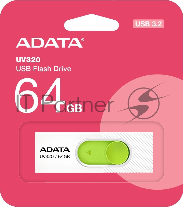 Флеш накопитель 64GB USB 3.2 Gen1 AUV320-64G-RWHGN White/Green