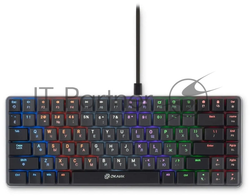 Клавиатура Оклик K615X механическая черный/серебристый USB Multimedia for gamer LED (1934413)