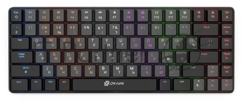 Клавиатура Оклик K615X механическая черный/серебристый USB Multimedia for gamer LED (1934413)