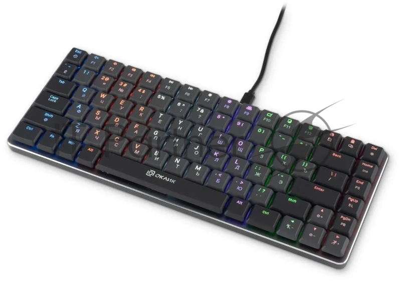 Клавиатура Оклик K615X механическая черный/серебристый USB Multimedia for gamer LED (1934413)