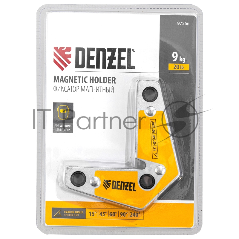 Фиксатор магнитный для сварочных работ усилие 20 LB, 30х45х60х75х90х135 град.// Denzel