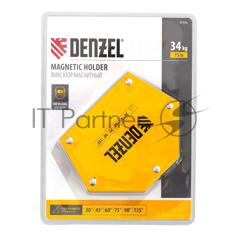 Фиксатор магнитный для сварочных работ усилие 75 LB, 30х45х60х75х90х135 град.// Denzel