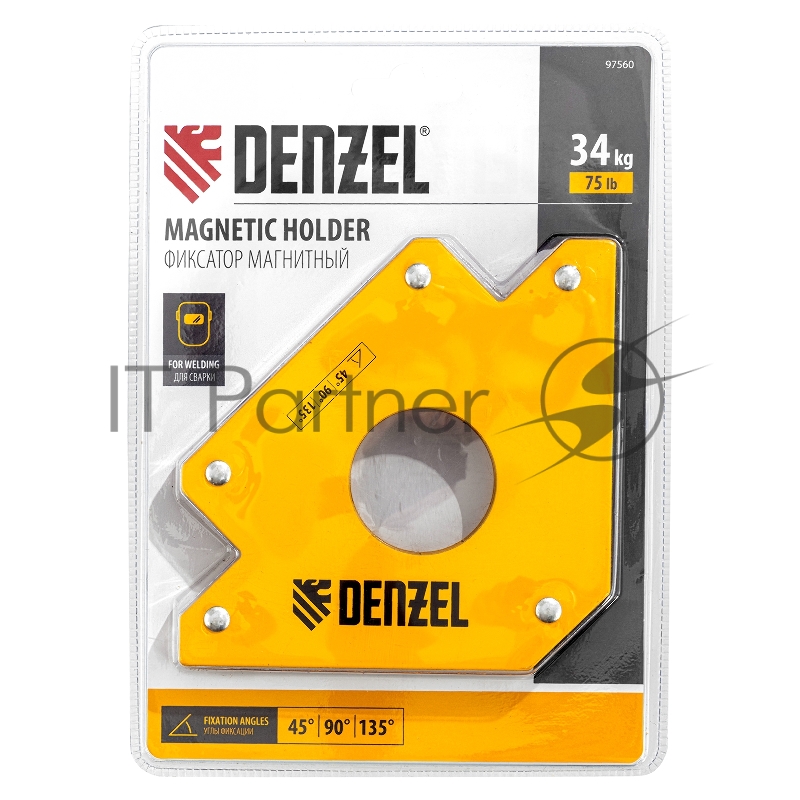 Фиксатор магнитный для сварочных работ усилие 75 LB// Denzel