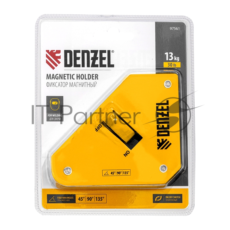 Фиксатор магнитный отключаемый для сварочных работ усилие 30 LB, 45х90 град.// Denzel