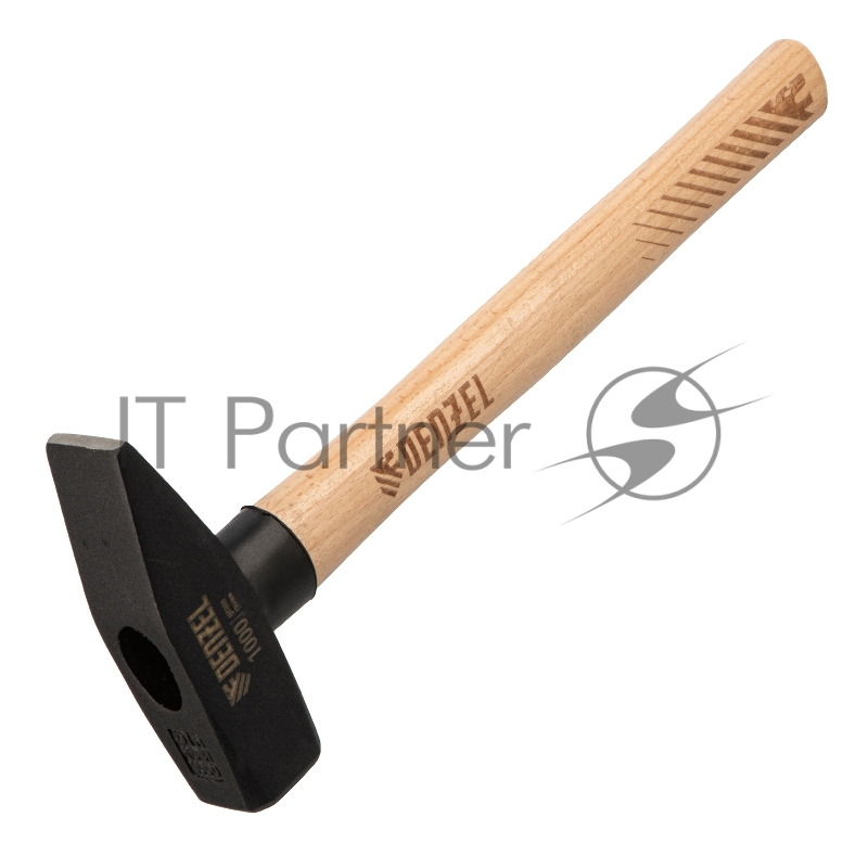 Молоток слесарный, 1000 г, кованый квадратный боек, буковая рукоятка// Denzel