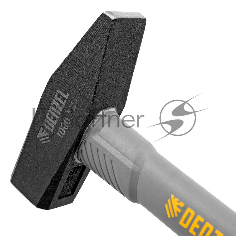 Молоток слесарный, 1000 г, кованый, фибергласовая рукоятка c TPR покрытием // Denzel