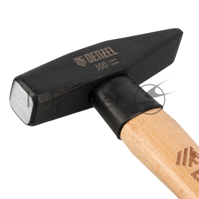 Молоток слесарный, 300 г, кованый квадратный боек, буковая рукоятка// Denzel