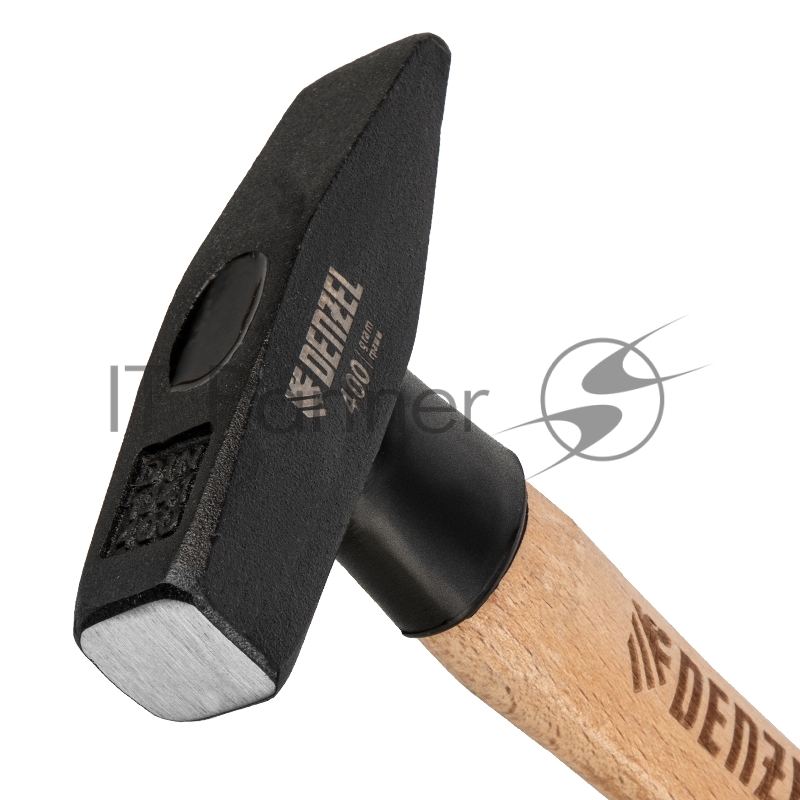 Молоток слесарный, 400 г, кованый квадратный боек, буковая рукоятка// Denzel