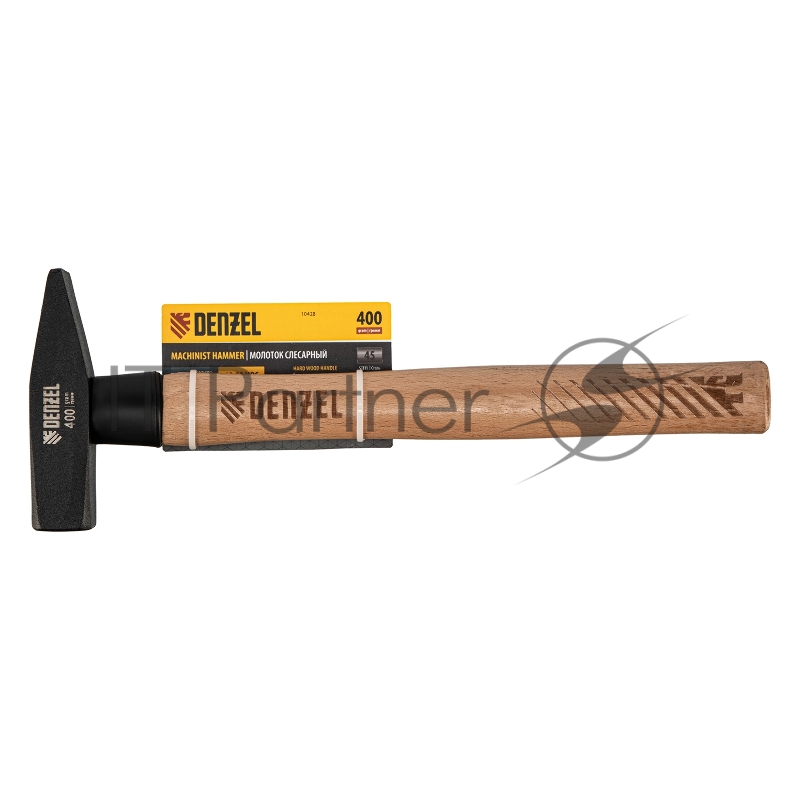 Молоток слесарный, 400 г, кованый квадратный боек, буковая рукоятка// Denzel