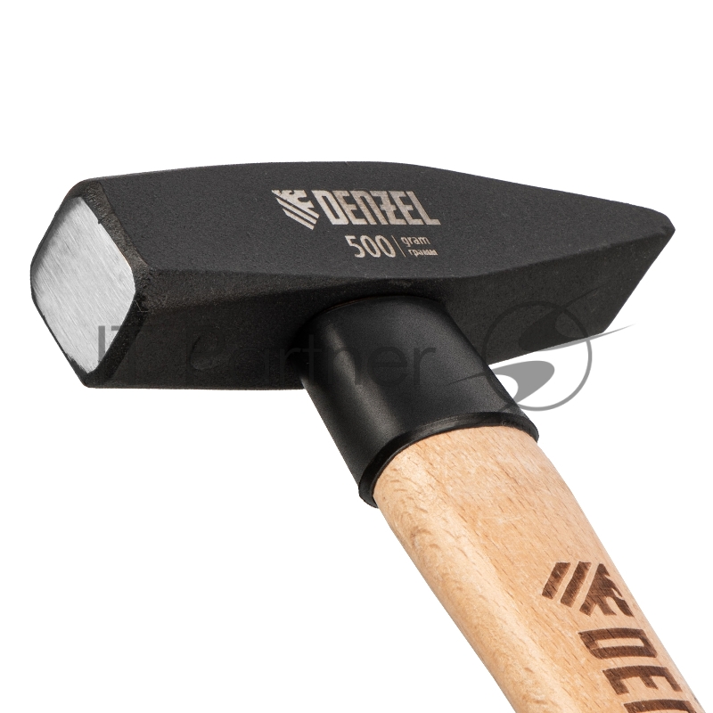 Молоток слесарный, 500 г, кованый квадратный боек, буковая рукоятка// Denzel