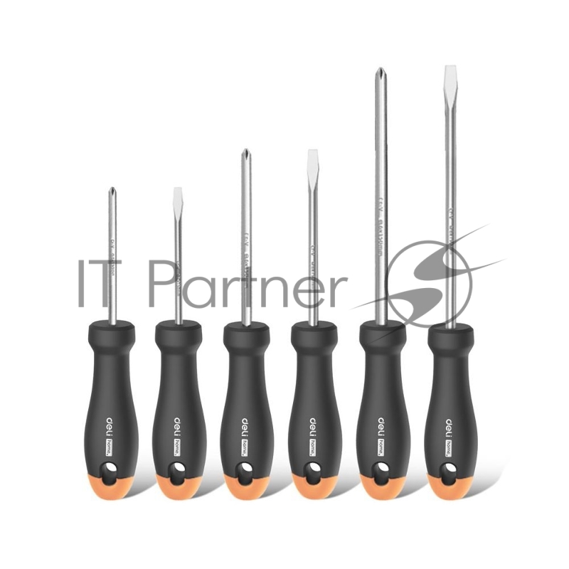 Набор отверток Home Series Gray Deli HT1006C 6шт SL3x75+SL5x100+SL6x150+PH0x75+ эксклюзивный дизайн, рукоятка из высококачественного софттач пластика
