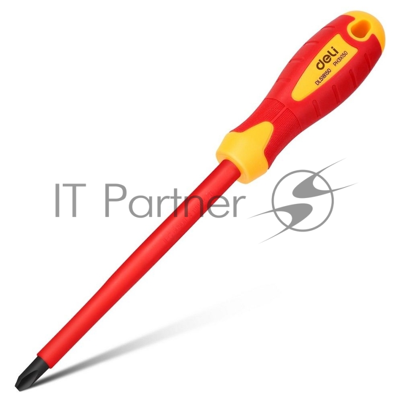 Диэлектрическая крестовая отвертка Deli DL518150 PH3х150мм сталь Cr-V, сертификат VDE для работ под напряжением до 1000 В