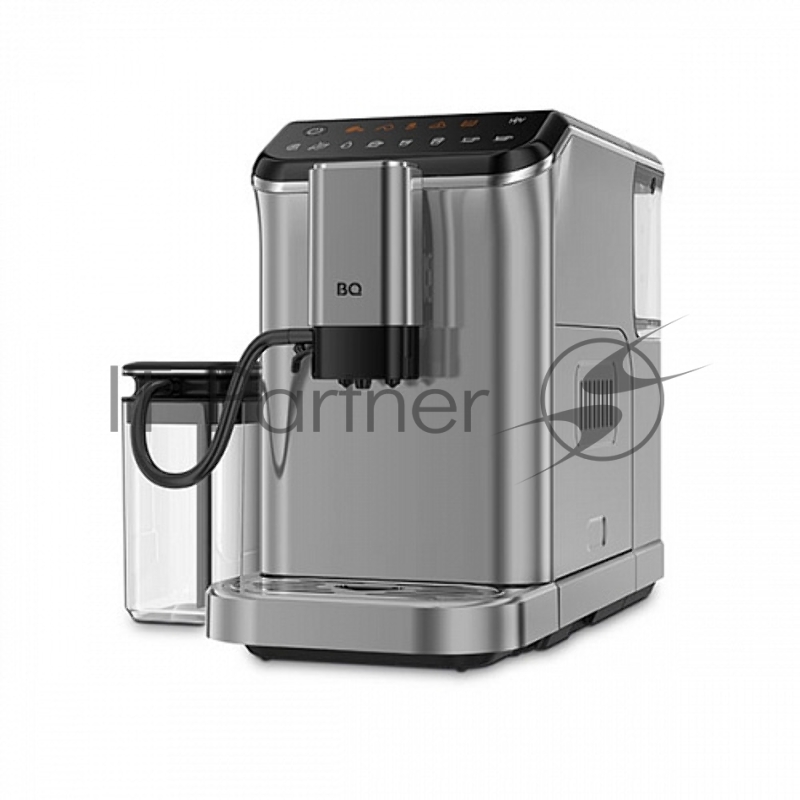 Кофемашина BQ CM6000 Steel-Black, Давление 20 бар, Мощность 1350 Вт, Съемный резервуар для воды 1.5 л, Резервуар для молока 750 л, 180 гр объем кофемолки , 15 cтепеней помола, Автоматический капучинатор, Функция предсмачивания и программирования объе