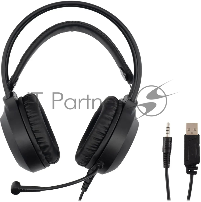 Наушники с микрофоном Оклик HS-L300G Black черный 2.2м мониторные USB оголовье (1796949)