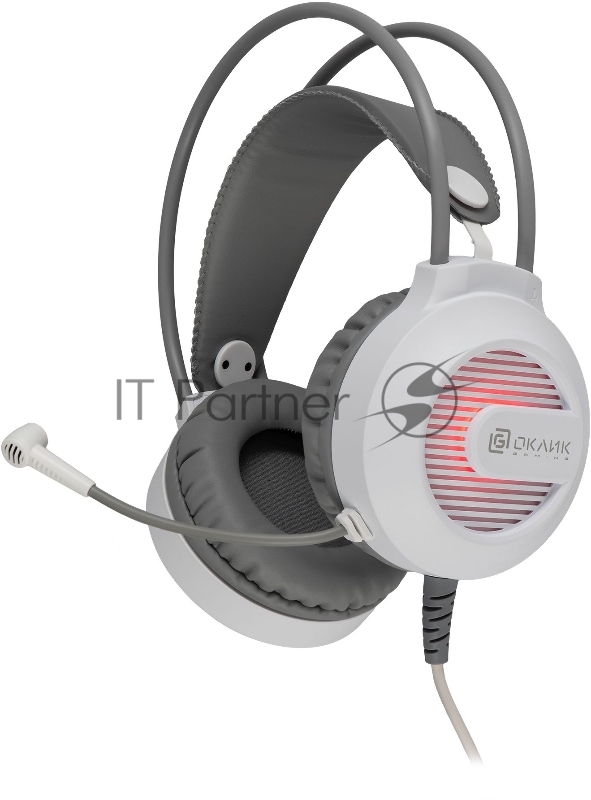 Наушники с микрофоном Оклик HS-L300G White белый 2.2м мониторные USB оголовье (1796952)