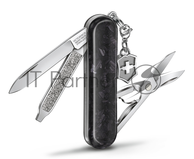 Нож перочинный Victorinox Classic Brilliant Carbon (0.6221.90) 58мм 5функц. черный/серебристый подар.коробка