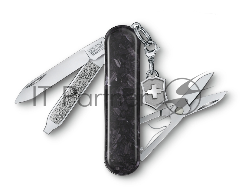 Нож перочинный Victorinox Classic Brilliant Carbon (0.6221.90) 58мм 5функц. черный/серебристый подар.коробка