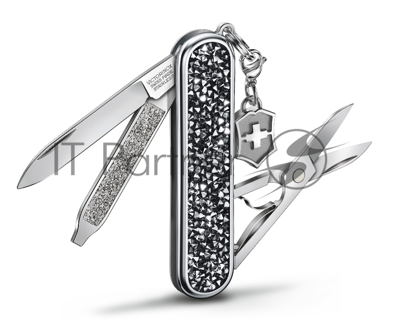 Нож перочинный Victorinox Classic Brilliant Crystal (0.6221.35) 58мм 5функц. черный/серебристый подар.коробка