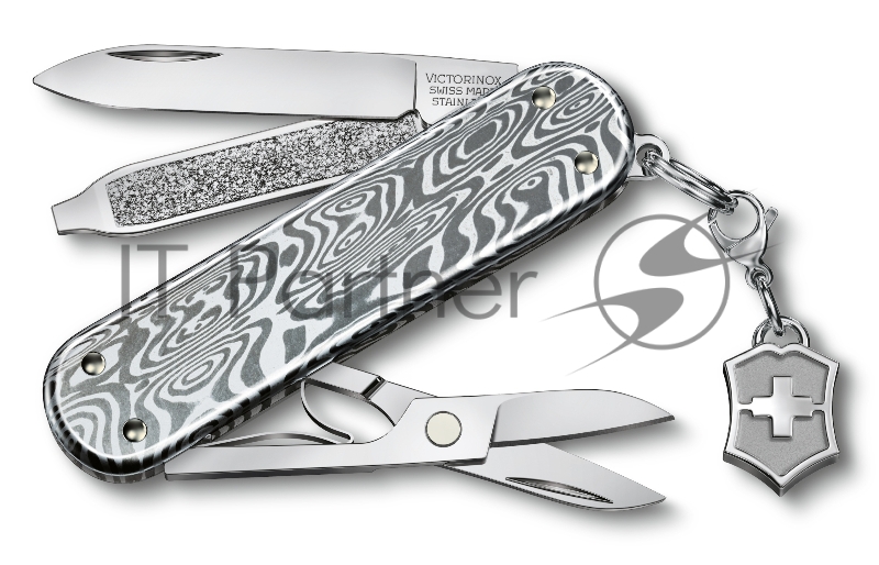 Нож перочинный Victorinox Classic Brilliant Damast (0.6221.34) 58мм 5функц. серебристый подар.коробка