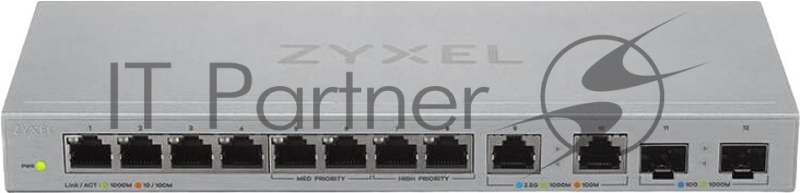 Коммутатор Zyxel XGS1010-12-ZZ0102F 8x1Гбит/с 2x2.5Гбит/с 2SFP+ неуправляемый