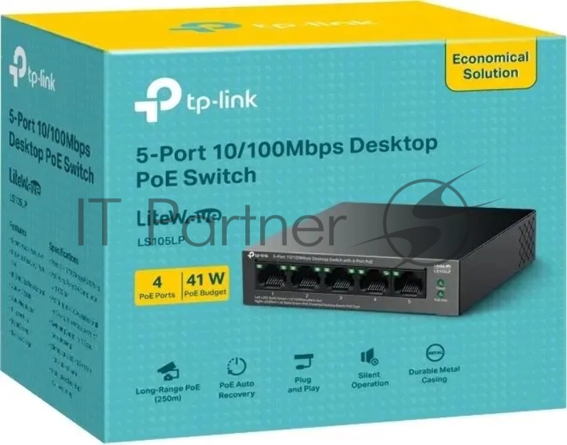 Настольный коммутатор TP-Link LS105LP с 5 портами 10/100 Мбит/с (4 порта PoE)