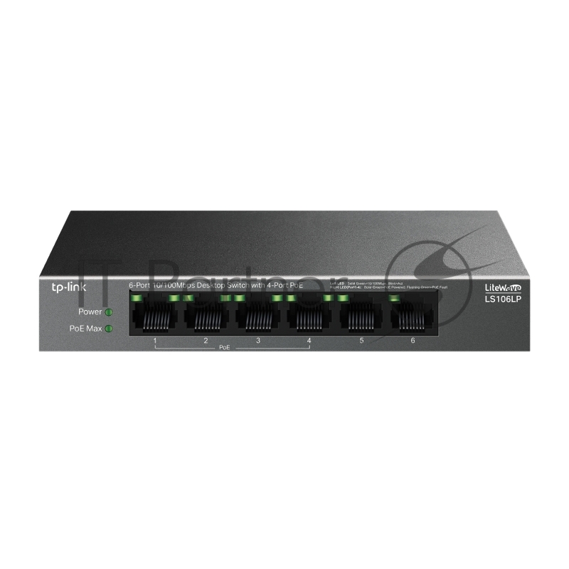 Настольный коммутатор TP-Link LS106LP с 6 портами 10/100 Мбит/с (4 порта PoE)