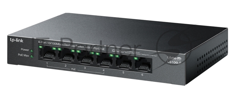 Настольный коммутатор TP-Link LS106LP с 6 портами 10/100 Мбит/с (4 порта PoE)