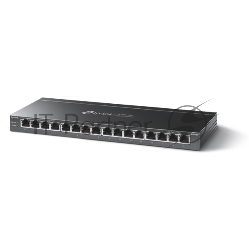 Настольный коммутатор TP-Link TL-SG116P с 16 гигабитными портами PoE+