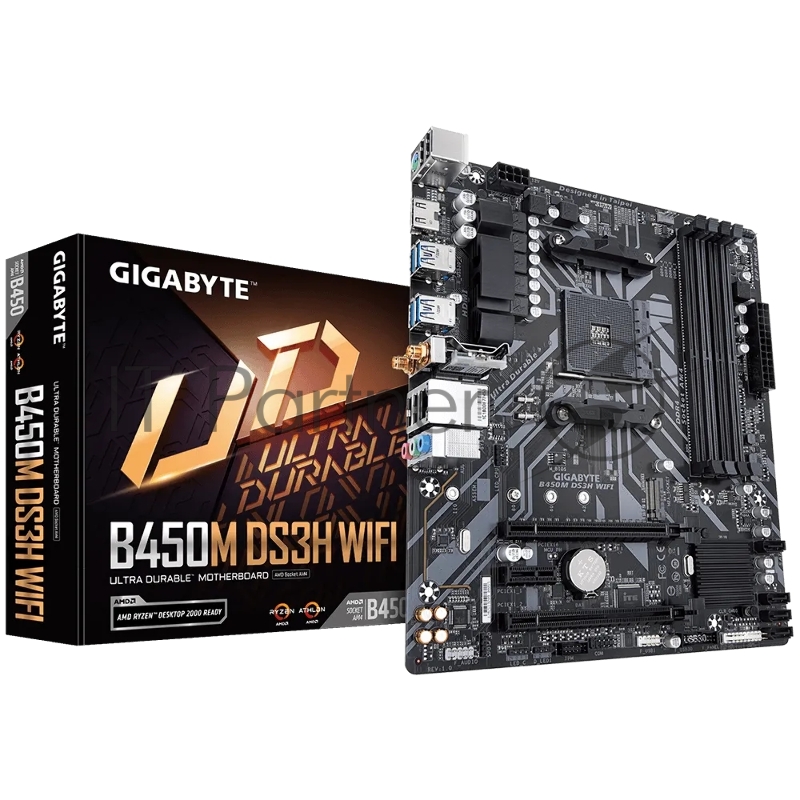Материнская плата Gigabyte B450M DS3H WIFI Soc-AM4 AMD B450 4xDDR4 mATX AC`97 8ch(7.1) GbLAN RAID+HDMI