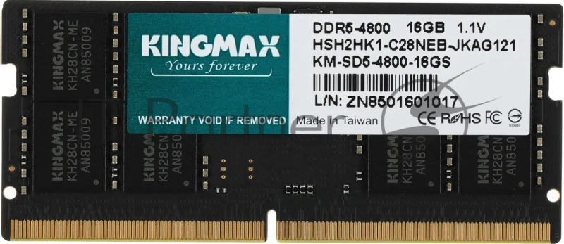 Память DDR5 16GB 4800MHz Kingmax KM-SD5-4800-16GS RTL PC5-38400 CL40 SO-DIMM 288-pin 1.1В single rank Ret