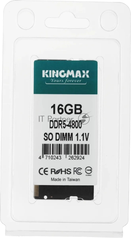 Память DDR5 16GB 4800MHz Kingmax KM-SD5-4800-16GS RTL PC5-38400 CL40 SO-DIMM 288-pin 1.1В single rank Ret