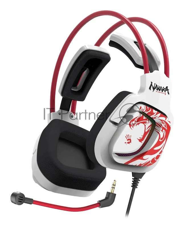Наушники с микрофоном A4Tech Bloody G575 Naraka белый/красный 2м мониторные USB оголовье (G575 NARAKA)