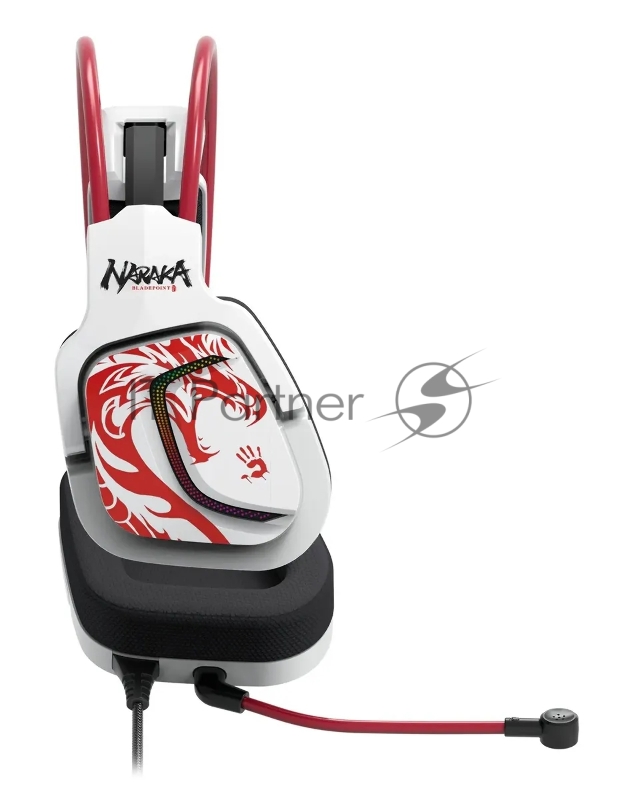 Наушники с микрофоном A4Tech Bloody G575 Naraka белый/красный 2м мониторные USB оголовье (G575 NARAKA)